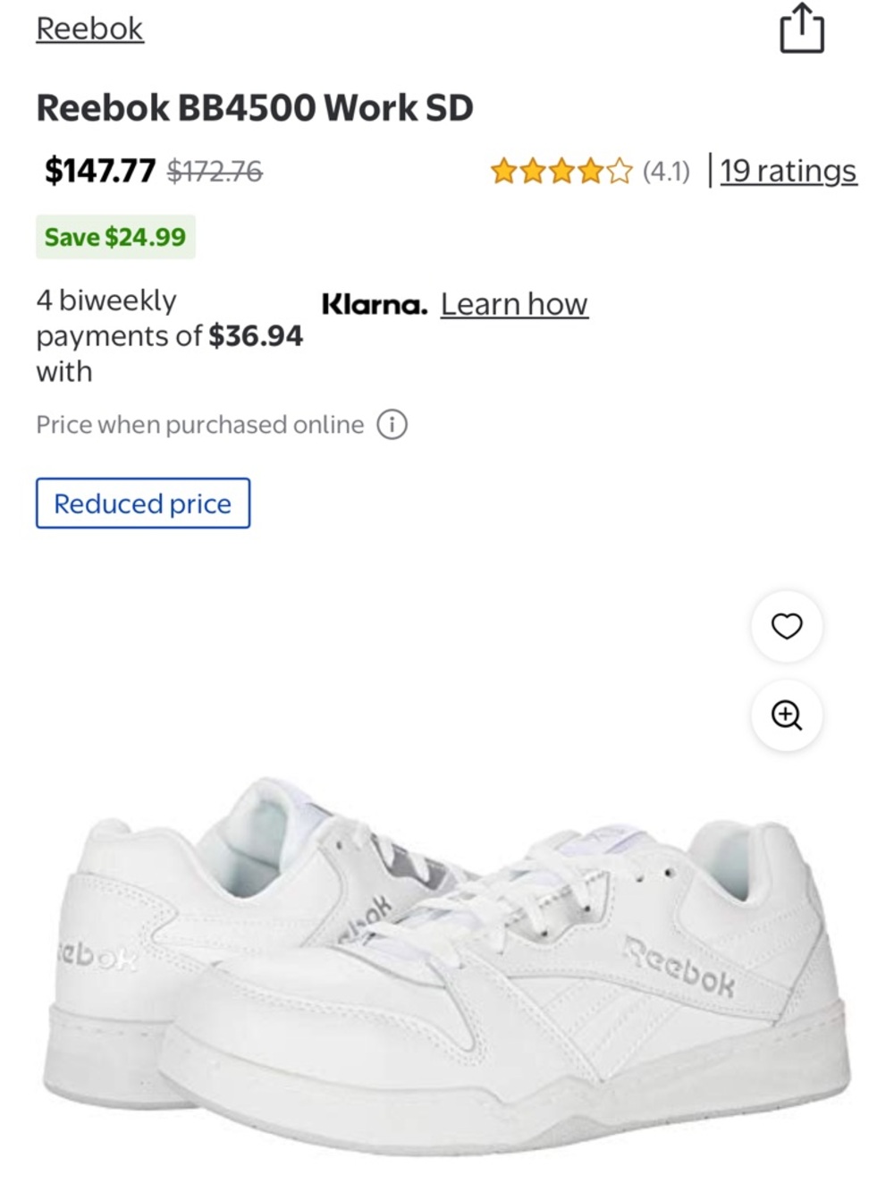 Reebok White Low-Top Sneakers